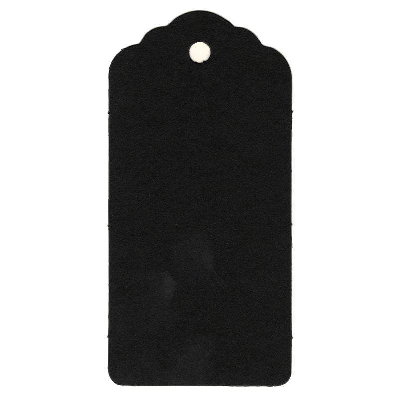 100 Rectangle Scalloped Gift Tags with White Satin Ribbon - 21 Colours Christmas