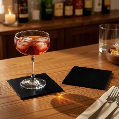 Black Glass Square Coaster