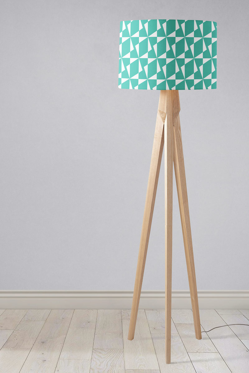 Turquoise and White Retro Geometric Lampshade, Ceiling or Table Lamp Shade