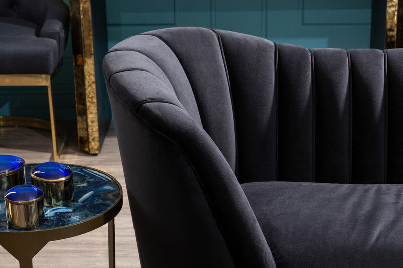 Round Polished Blue Agate Side Table with Gold Intersecting Legs | Vizzini