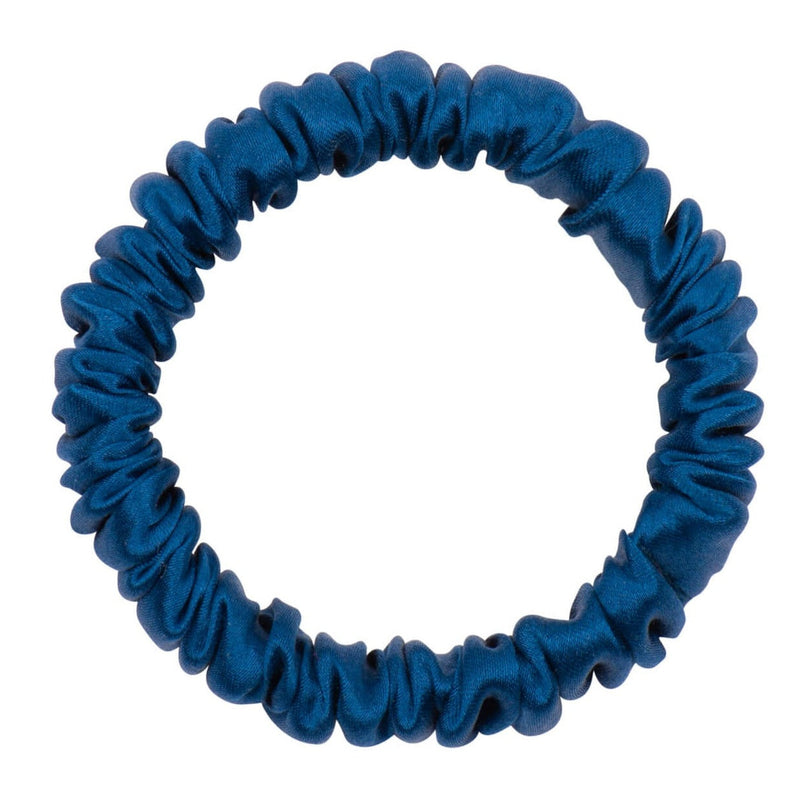 Navy Blue Silk Scrunchie - Skinny