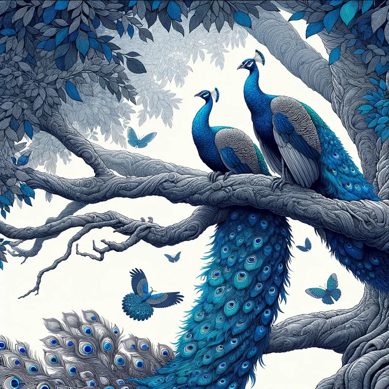 Blue Majesty Peacock Display Canvas