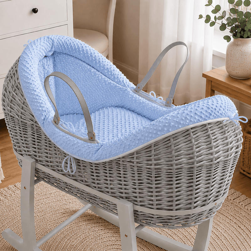 Pod Blue Dimple Moses Basket Bedding Set