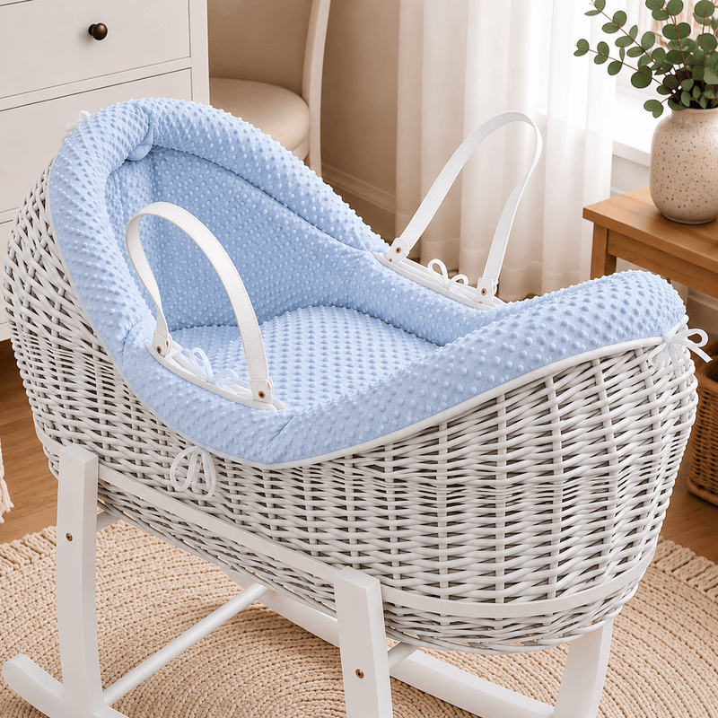 Wicker Deluxe Pod Baby Moses Basket With Stand
