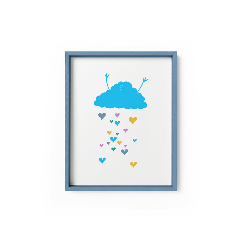 Happy Rain Cloud Wall Art Print – Cute Pastel Nursery Decor UK