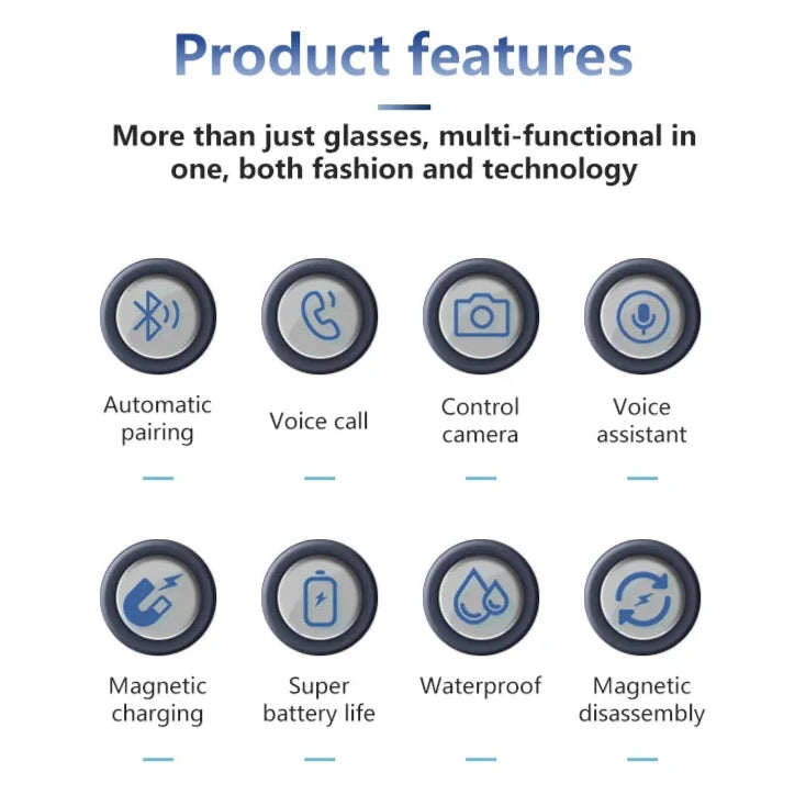 Bluetooth Smart Glasses - Wireless Music, UV Protection & Anti-Blue Light Sunglasses