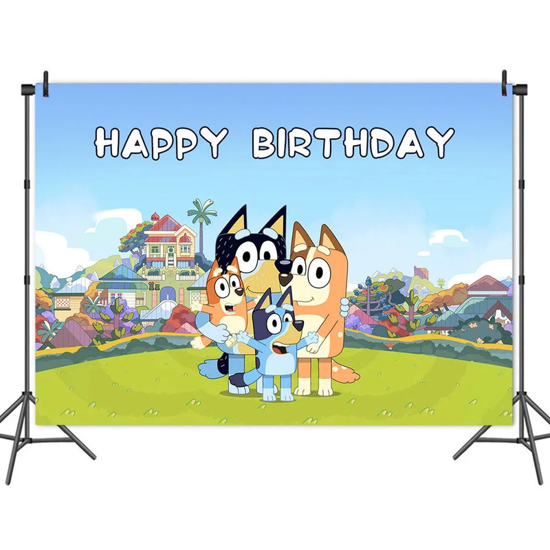 Bluey Dog Kids Birthday Party Decorations Balloons Banner Baby Shower Supplies