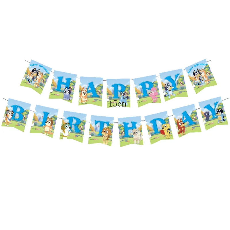 Bluey Dog Kids Birthday Party Decorations Balloons Banner Baby Shower Supplies