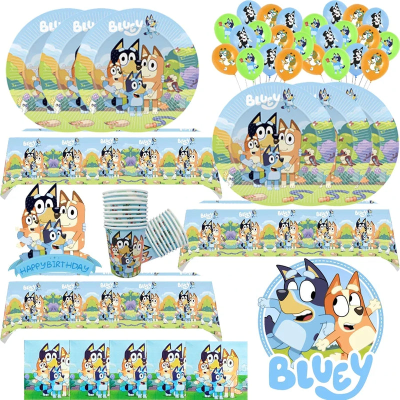Bluey Dog Kids Birthday Party Decorations Balloons Banner Baby Shower Supplies