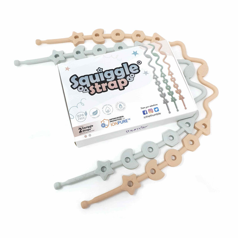 Squiggle Strap® Antimicrobial Silicone Toy Straps (2pcs)