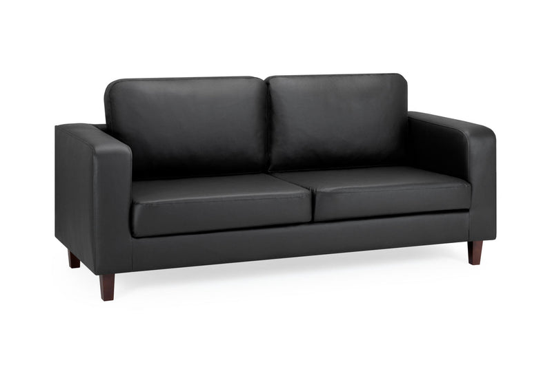 Stylish Box Black 3-Seater Sofa - Foam-Filled Cushions, Elegant Wooden Feet