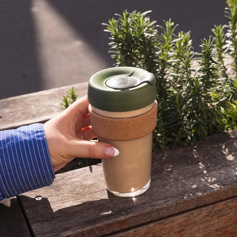 Brew Cork Glass Cup - 16oz | Pine