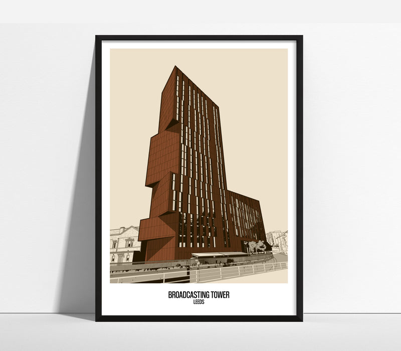 Broadcasting Tower Art Print, Leeds Beckett