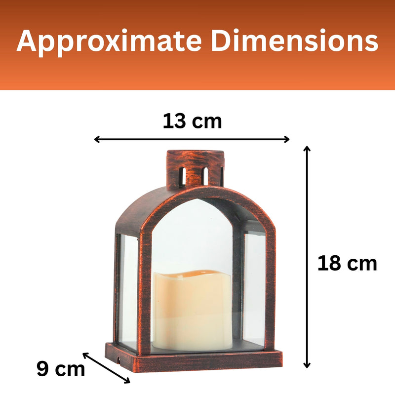 Battery Operated Bronze Hanging Candle Lantern