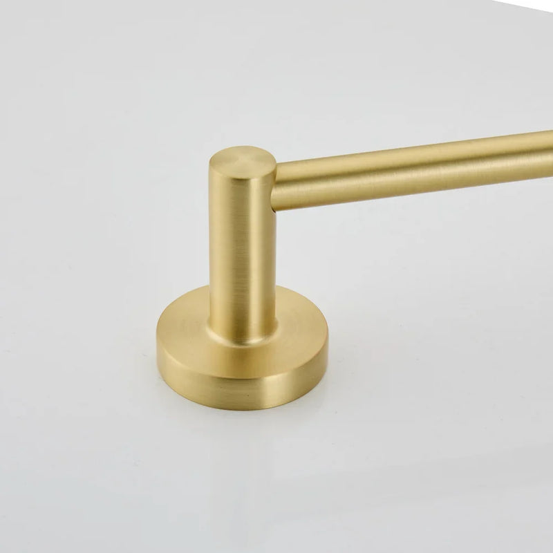 Brushed Gold Wall Mount Toilet Accessories - Towel Bar, Roll Holder, Robe Hook