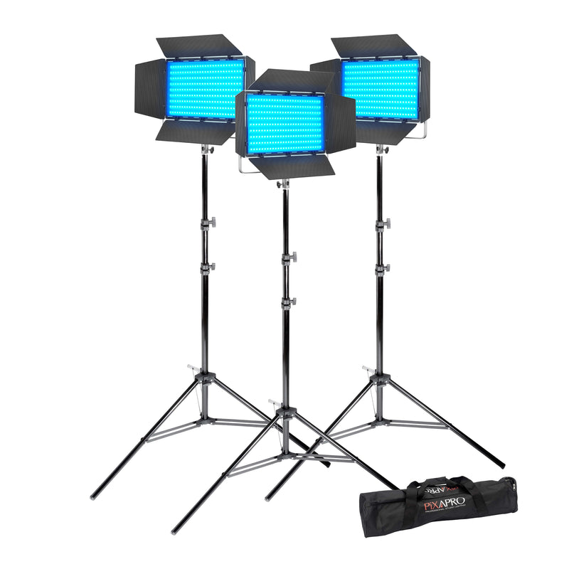 Litemons LP1200R Powerful RGB Continuous LED Light Panel Three Head Kit