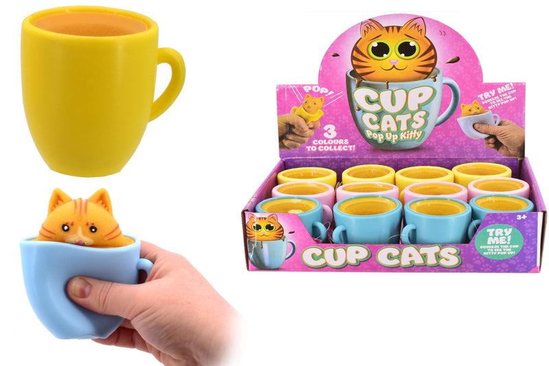Children's Cup Cat Pop Up Kitty Squishy Toy - 3 Colours to Collect