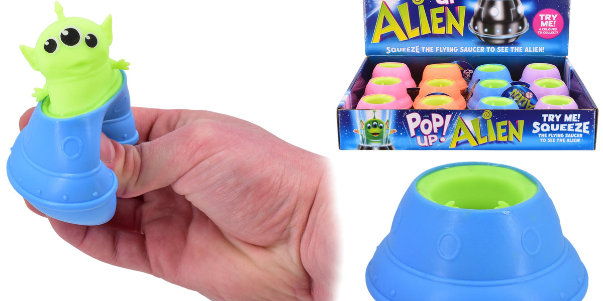 Alien in Space Craft Squishy Pop Up Toy for Ages 3 & Up - 4 to Collect ...