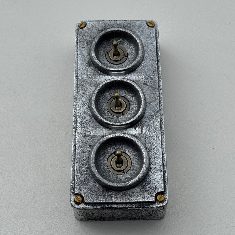 3 Gang 2 Way Solid Cast Metal Toggle Light Switch