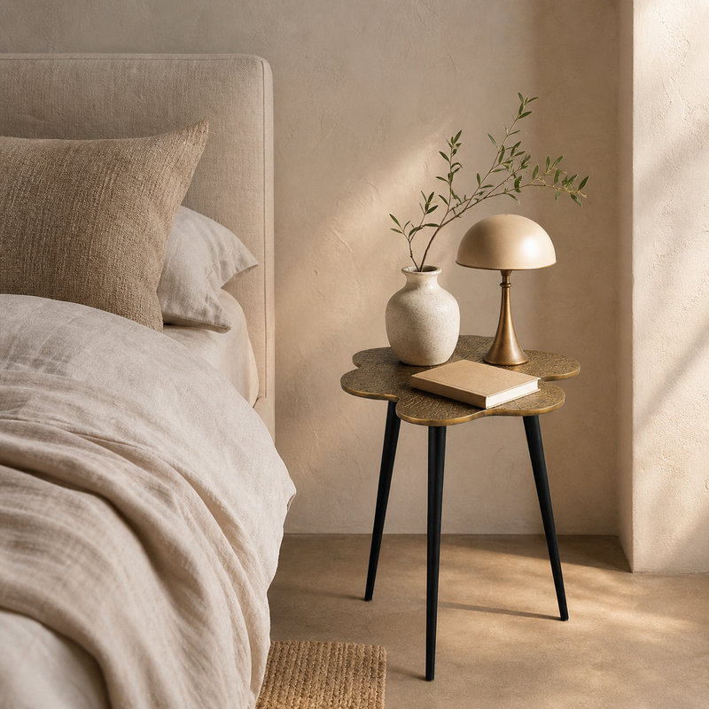 Brass Clover Side Table - Luxury Etched Botanical