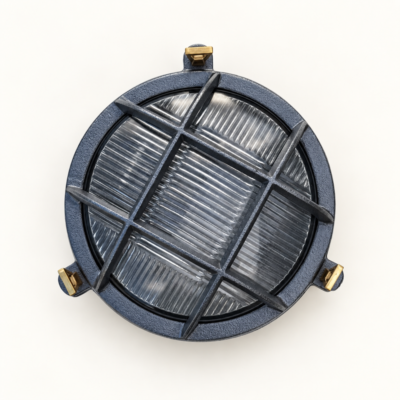 Wroxham Cast Pewter Caged Bulkhead Wall or Ceiling Light - IP65