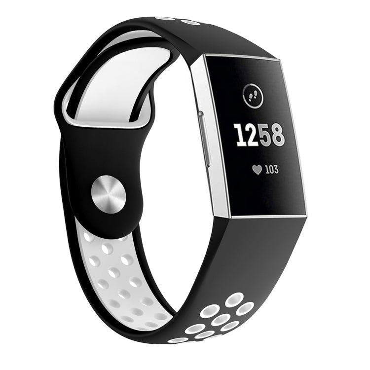 Two-color Round Hole Silicone Watch Band for Fitbit Charge 3, Watch Band Size:130-195mm