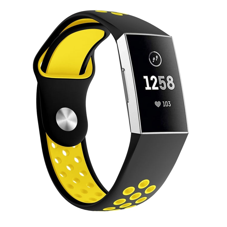 Two-color Round Hole Silicone Watch Band for Fitbit Charge 3, Watch Band Size:130-195mm