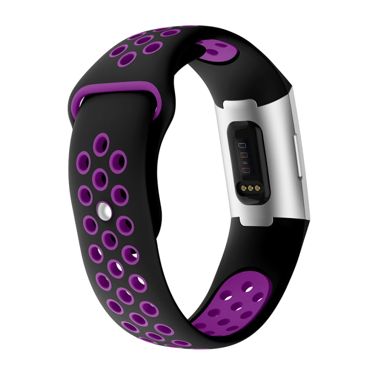 Two-color Round Hole Silicone Watch Band for Fitbit Charge 3, Watch Band Size:145-210mm