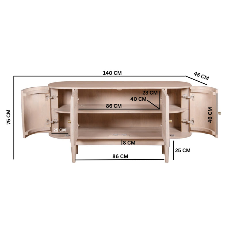Chester Cane And Wood 4 Doors Sideboard