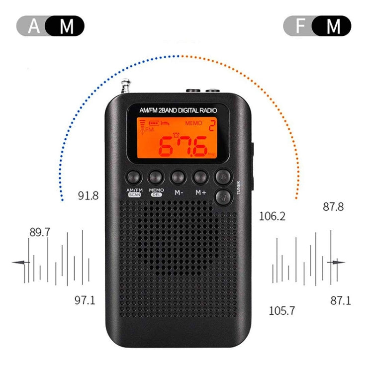 HRD-104 Mini Portable FM + AM Two Band Radio with Loudspeaker