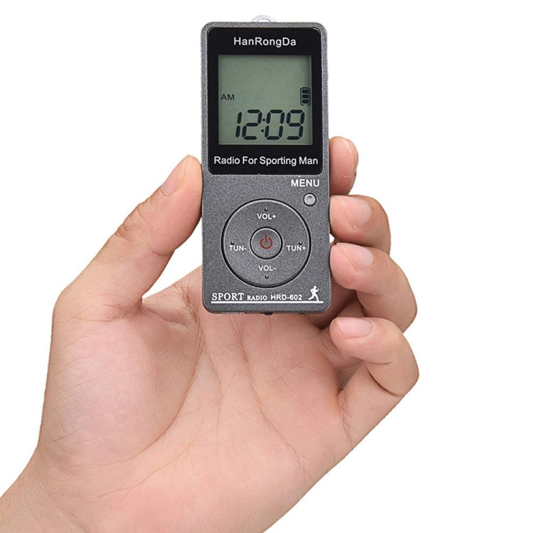 HRD-602 Digital Display FM AM Mini Sports Radio with Step Counting Function