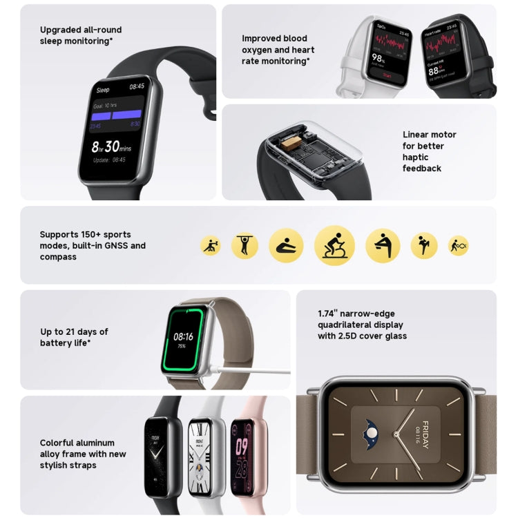 Original Xiaomi Smart Band 9 Pro 1.74 inch AMOLED Screen 5ATM Waterproof Smart Watch, Support Blood Oxygen / Heart Rate Monitor, Smart Band 9 Pro Silver, Smart Band 9 Pro Black, Smart Band 9 Pro Pink