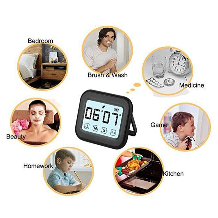 Kitchen Timer Digital Alarm Clock Large LCD Touch Screen Come with Night Light for Cooking Baking