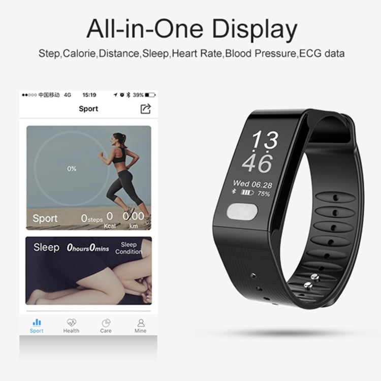 TLW T6 Fitness Tracker 0.96 inch OLED Display Wristband Smart Bracelet, Support Sports Mode / ECG / Heart Rate Monitor / Blood Pressure / Sleep Monitor, T6 Blue, T6 Red, T6 Black