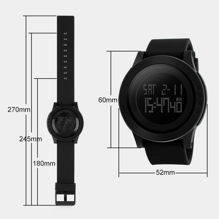 SKMEI 1142 Multifunctional Men Outdoor Sports Noctilucent Waterproof Silica Gel Digital Watch