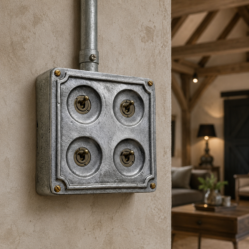 4 Gang 2 Way Solid Cast Metal Surface Mounting Conduit Light Switch Industrial