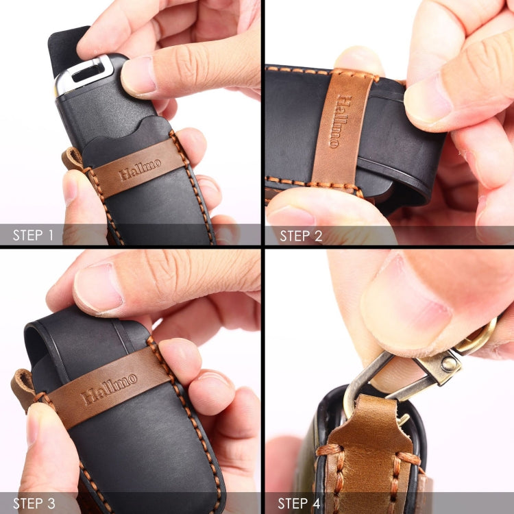 For KIA Carnival EX / SX Hallmo Car Cowhide Leather Key Protective Cover Key Case, C138