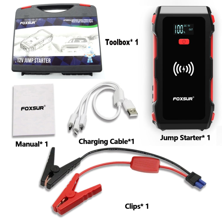 FOXSUR FJS-700 12V Car Multifunctional Wireless Charging Emergency Start Power Supply, FJS-700