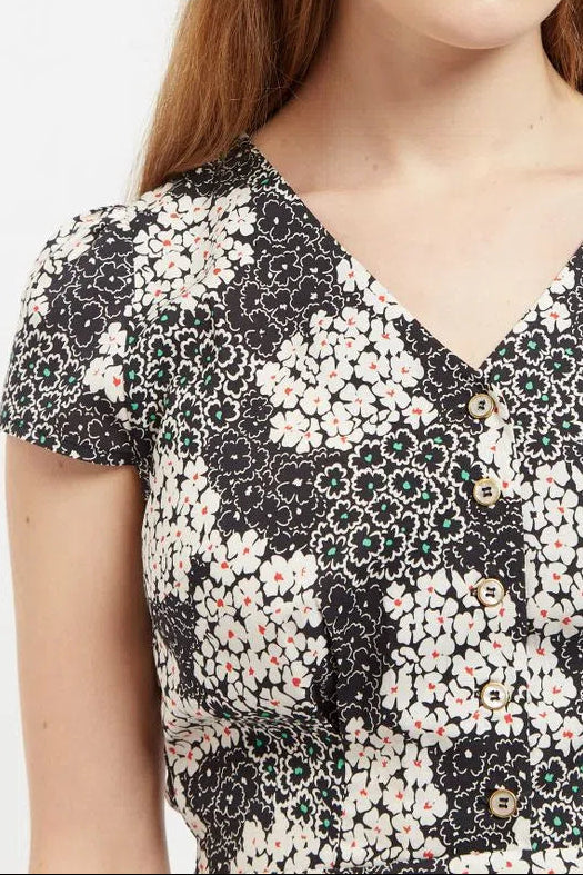Louche Cathleen Mini Flower Patch in Black & White