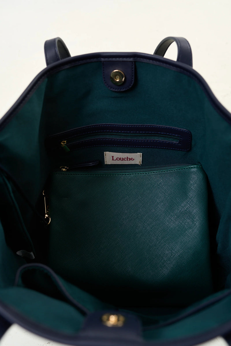 Amelia Contrast Strap Tote Bag - Green