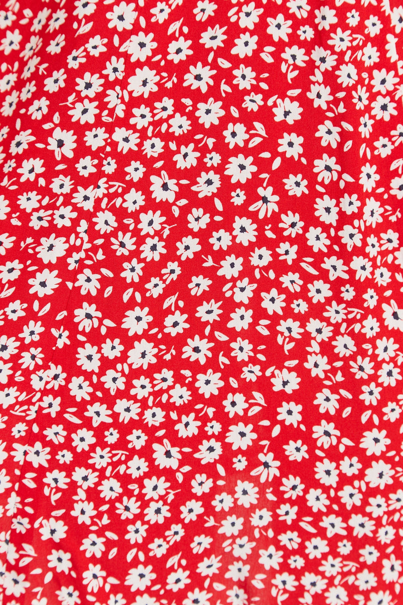 Louche Marika Flower Sketch Print Short Sleeve Shirt - Red