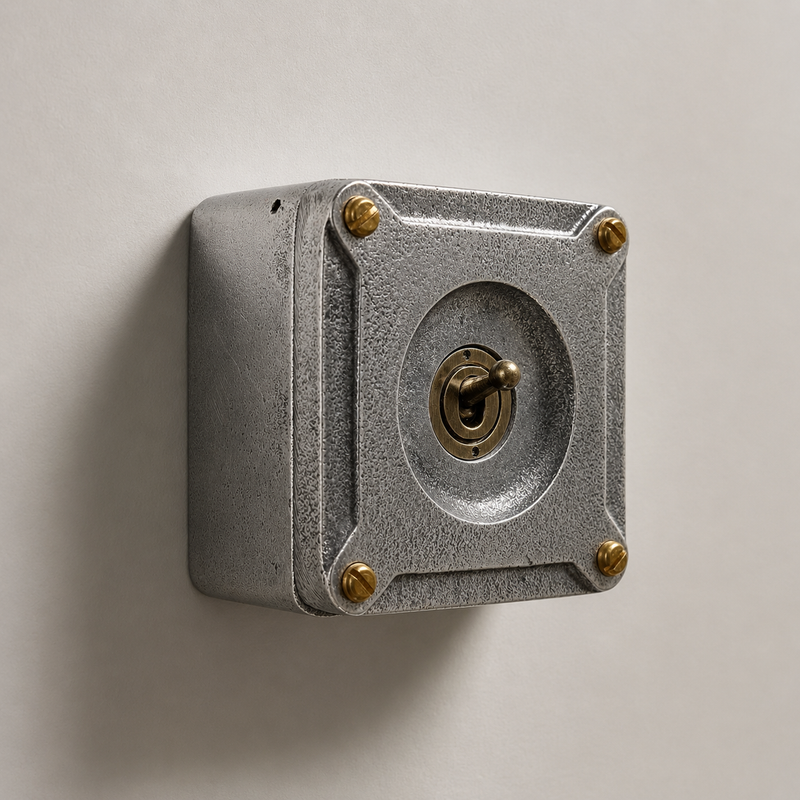 Single Gang 2 Way Conduit Surface Mounting Light Switch Solid Cast Metal Industrial ~ BS EN Approved Vintage Britmac Style