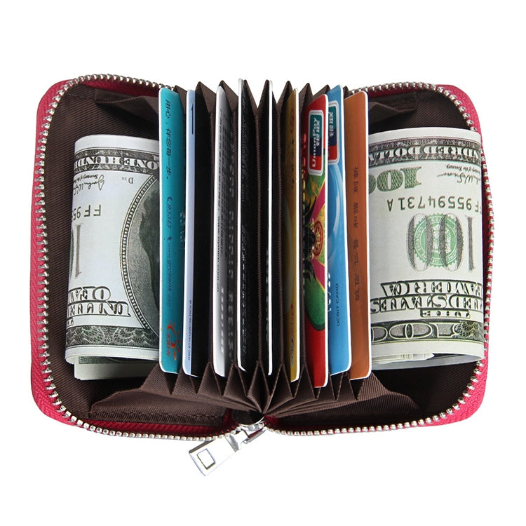 KB205 Antimagnetic RFID Litchi Texture Leather Zipper Large-capacity Card Holder Wallet