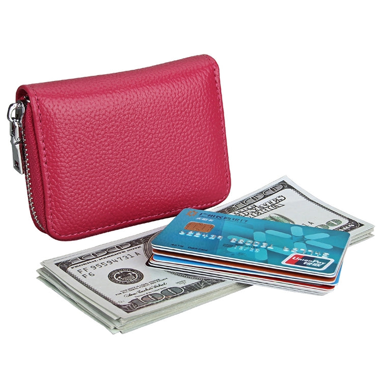 KB205 Antimagnetic RFID Litchi Texture Leather Zipper Large-capacity Card Holder Wallet