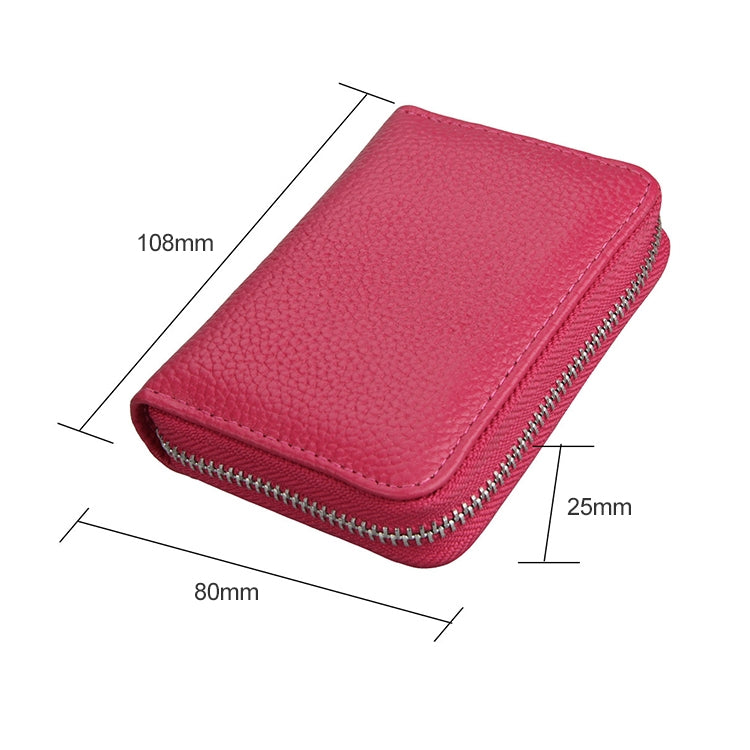 KB205 Antimagnetic RFID Litchi Texture Leather Zipper Large-capacity Card Holder Wallet