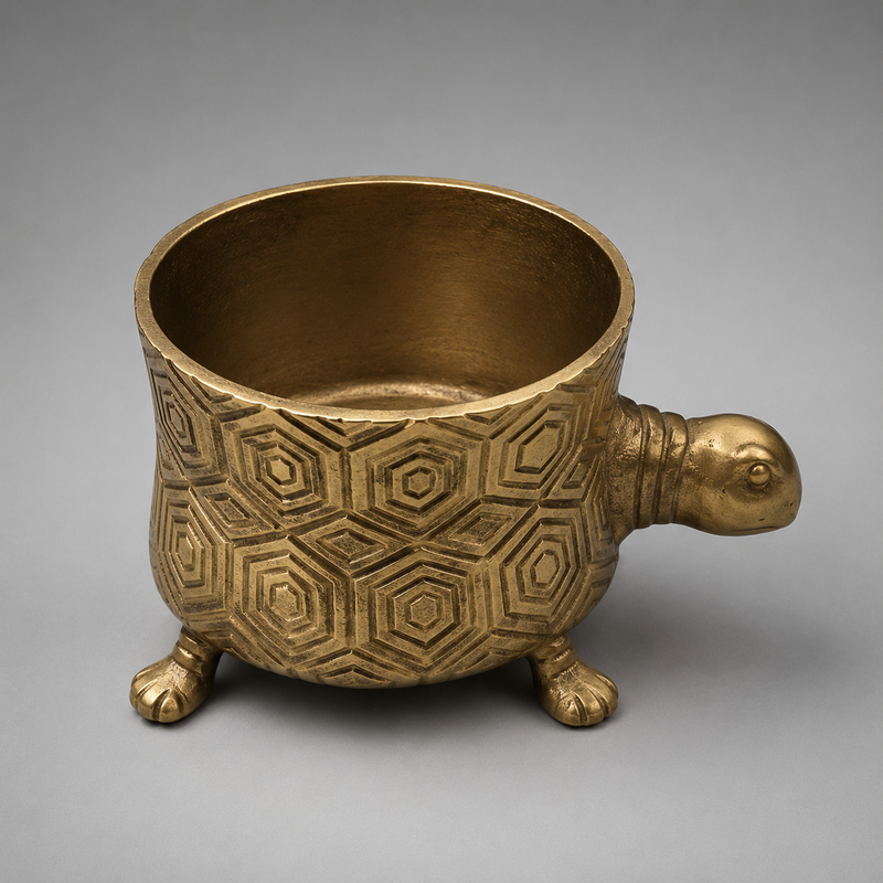 Turtoise Solid Cast Brass Metal Planter Pot - Succulents & Plants