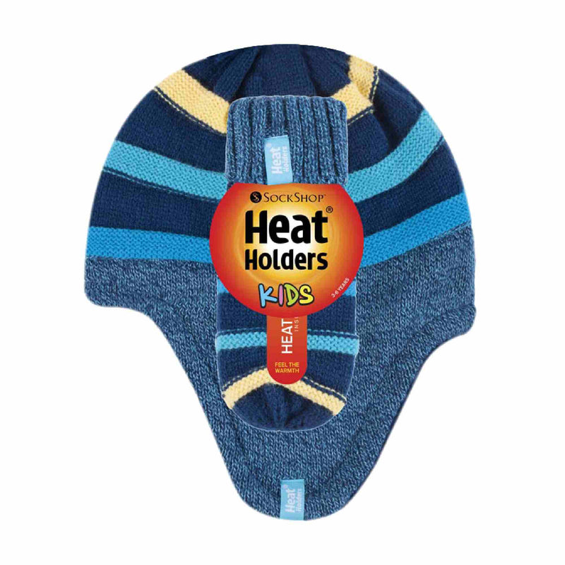 Childrens Winter Warm Fleece Lined Thermal Hat & Mittens Set with Ear Flaps