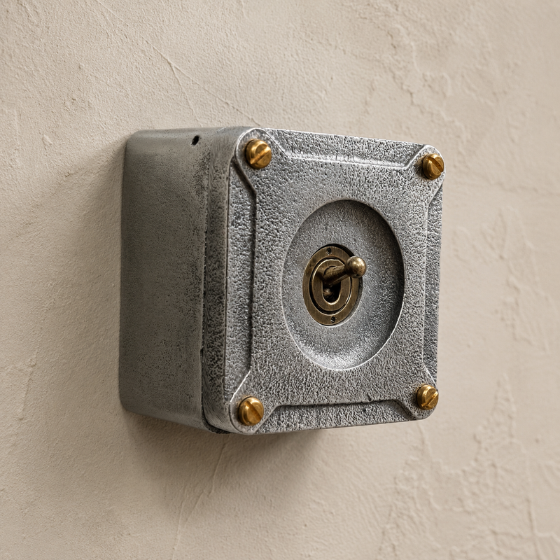 Single Gang 2 Way Conduit Surface Mounting Light Switch Solid Cast Metal Industrial ~ BS EN Approved Vintage Britmac Style