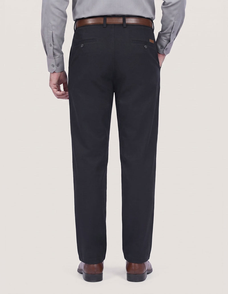Plain Black Twill Chino Trouser