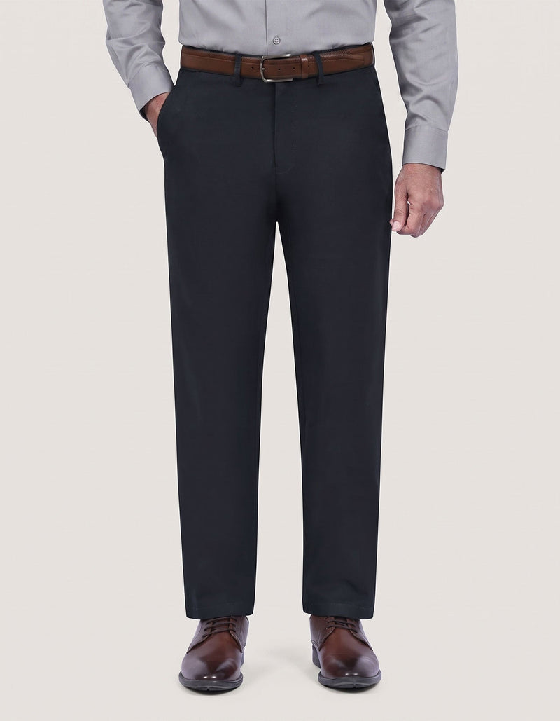 Plain Black Twill Chino Trouser